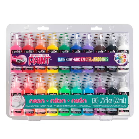 Tulip® Dimensional Fabric Paint, Rainbow & Neon